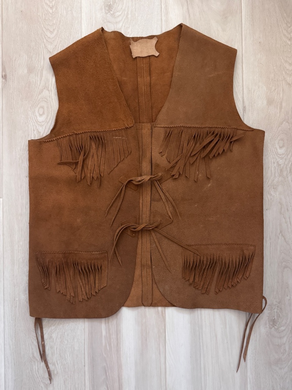 Vintage Suede Fringe Vest in Brown